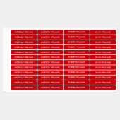Eenvoudige rode en witte Kinder naam Labels (Vel)