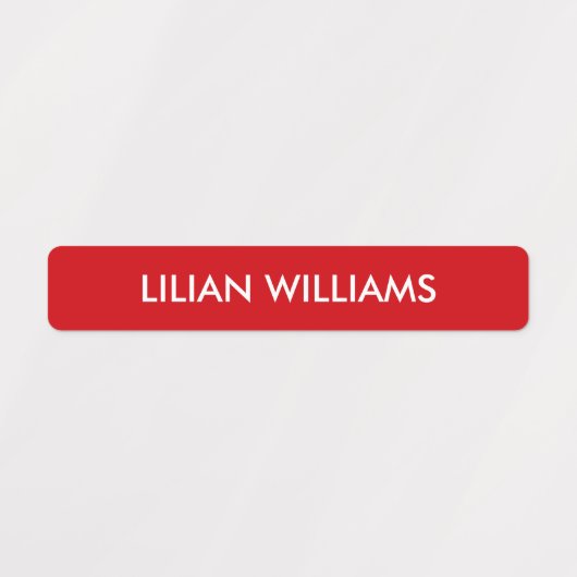 Eenvoudige rode en witte Kinder naam Labels (Design 4)