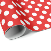 Eenvoudige Rode en Witte Polka Dots Kerstmis Cadeaupapier (Rol Hoek)
