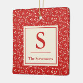 Eenvoudige  rode flacon monogram naam keramisch ornament (Links)