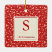 Eenvoudige  rode flacon monogram naam keramisch ornament (Achterkant)