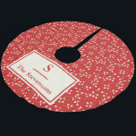 Eenvoudige  rode flacon monogram naam kerstboom rok<br><div class="desc">Deze stijlvolle kerstboomrok heeft een eenvoudig  botanisch patroon in rood en wit. Ideaal voor kerstmis of jaarrond. Pas het aan met uw familienaam en monogram. Geweldig cadeauidee!</div>