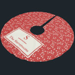 Eenvoudige  rode flacon monogram naam kerstboom rok<br><div class="desc">Deze stijlvolle kerstboomrok heeft een eenvoudig  botanisch patroon in rood en wit. Ideaal voor kerstmis of jaarrond. Pas het aan met uw familienaam en monogram. Geweldig cadeauidee!</div>