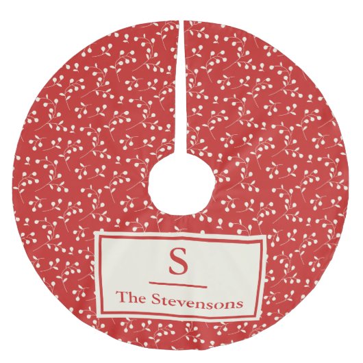 Eenvoudige rode flacon monogram naam kerstboom rok (Voorkant)