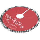 Eenvoudige Rode Geruite Vlag Persoonlijke Kerstmis Kerstboom Rok (Gekanteld)