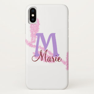 Eenvoudige rode glinster monogram voeg je naam let Case-Mate iPhone case