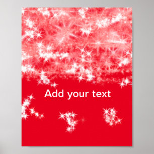 Eenvoudige rode glitterschittering sterren voeg uw poster