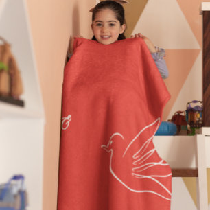 Eenvoudige Rode Gouden Duif Hart Vrede Liefde Kers Fleece Deken