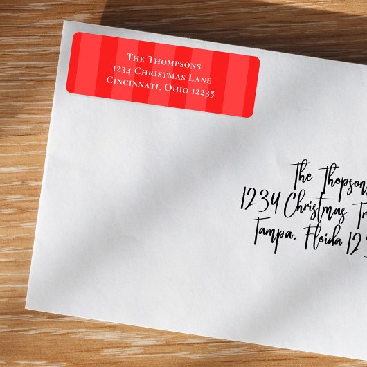 Eenvoudige rode grillige leuke leuke strepen etiket