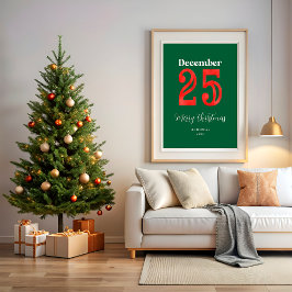 Eenvoudige rode groene vrolijke kerst familie foto perfect poster
