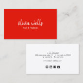 Eenvoudige rode handgeschreven pictogrammen voor s visitekaartje (Voorkant / Achterkant)