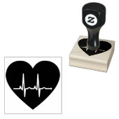 Eenvoudige Rode Hart EEG Hartmonitor Rubberstempel (Gestempeld)