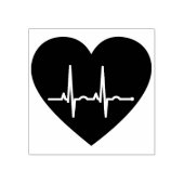 Eenvoudige Rode Hart EEG Hartmonitor Rubberstempel (Afrduk)