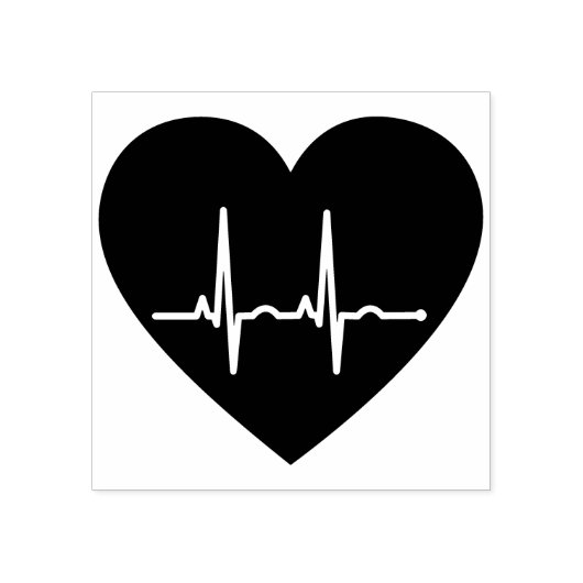 Eenvoudige Rode Hart EEG Hartmonitor Rubberstempel (Afrduk)