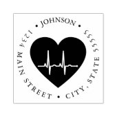 Eenvoudige Rode Hart EKG Hartmonitor Retourlabel Rubberstempel (Afrduk)