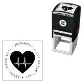 Eenvoudige Rode Hart EKG Hartmonitor Retourlabel Zelfinktende Stempel (In situ)