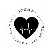 Eenvoudige Rode Hart EKG Hartmonitor Retourlabel Zelfinktende Stempel (Design)