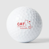 Eenvoudige Rode Hart Kat Moeder Moederdag Golfballen (Voorkant)