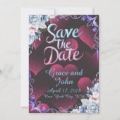 Eenvoudige Rode Hart Thema Bewaar de Datum Save The Date (Voorkant)