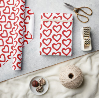 Eenvoudige Rode Hart Valentijnsdag Modern Cadeaupapier