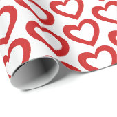 Eenvoudige Rode Hart Valentijnsdag Modern Cadeaupapier (Rol Hoek)