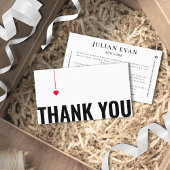 Eenvoudige rode hart zwart en wit dank u kaart visitekaartje