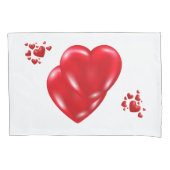 Eenvoudige Rode Harten op Witte Gelukkige Valentij Kussensloop (Voorkant-Links)