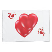 Eenvoudige Rode Harten op Witte Gelukkige Valentij Kussensloop (Voorkant-Rechts)