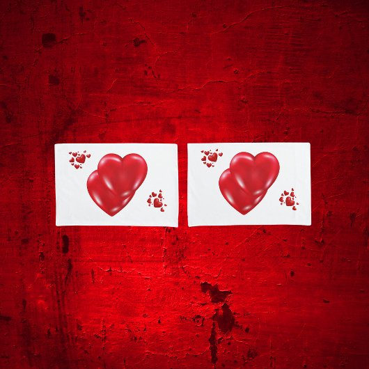 Eenvoudige Rode Harten op Witte Gelukkige Valentij Kussensloop