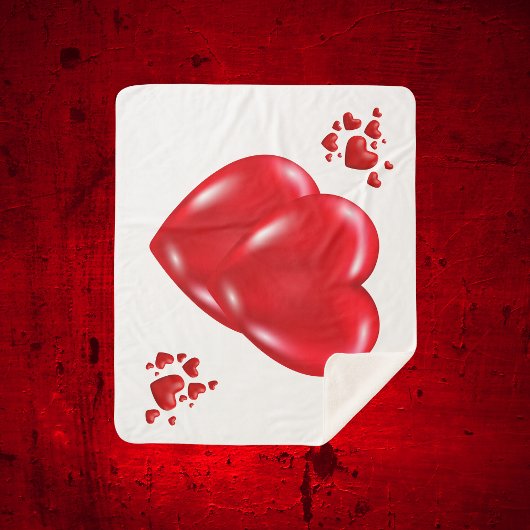 Eenvoudige Rode Harten op Witte Gelukkige Valentij Sherpa Deken