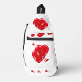 Eenvoudige Rode Harten op Witte Gelukkige Valentij Sling Bag (Voorkant)