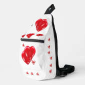 Eenvoudige Rode Harten op Witte Gelukkige Valentij Sling Bag (Rechterhoek)
