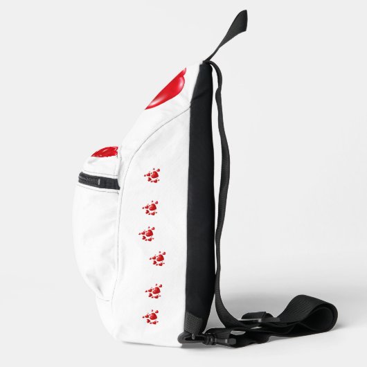 Eenvoudige Rode Harten op Witte Gelukkige Valentij Sling Bag (Rechts)