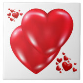 Eenvoudige Rode Harten op Witte Gelukkige Valentij Tegeltje (Voorkant)