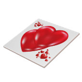 Eenvoudige Rode Harten op Witte Gelukkige Valentij Tegeltje (Zijkant)