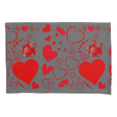 Eenvoudige rode harten romantische liefde op houts kussensloop (Voorkant-Links)