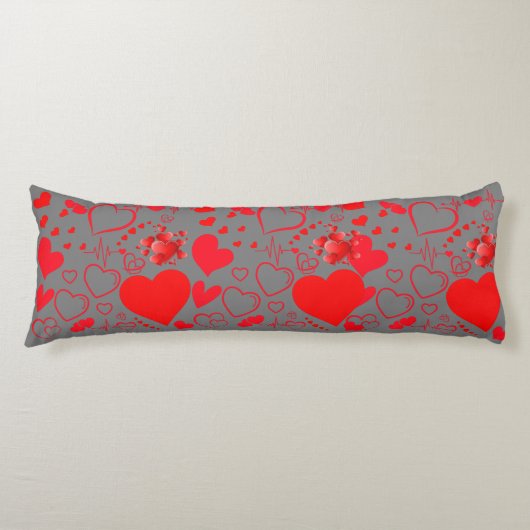 Eenvoudige rode harten romantische liefde op houts lichaamskussen (Voorkant)