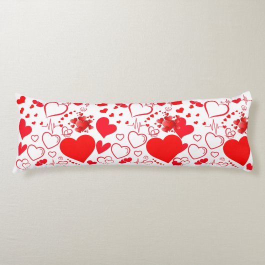 Eenvoudige rode harten romantische liefde op wit | lichaamskussen (Voorkant)