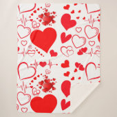 Eenvoudige rode harten romantische liefde op wit | sherpa deken (Voorkant)