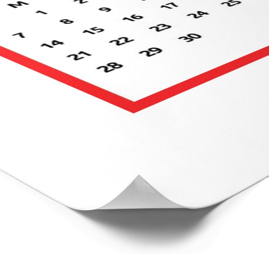 Eenvoudige Rode Kalender 2025 Poster (Hoek)