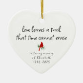 Eenvoudige rode kardinaal in liefdevolle herinneri keramisch ornament (Voorkant)