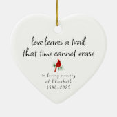 Eenvoudige rode kardinaal in liefdevolle herinneri keramisch ornament (Achterkant)