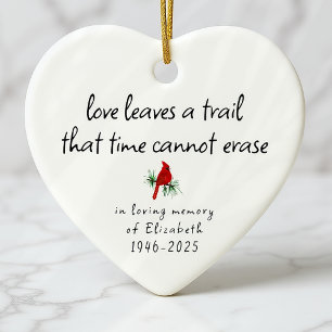 Eenvoudige rode kardinaal in liefdevolle herinneri keramisch ornament