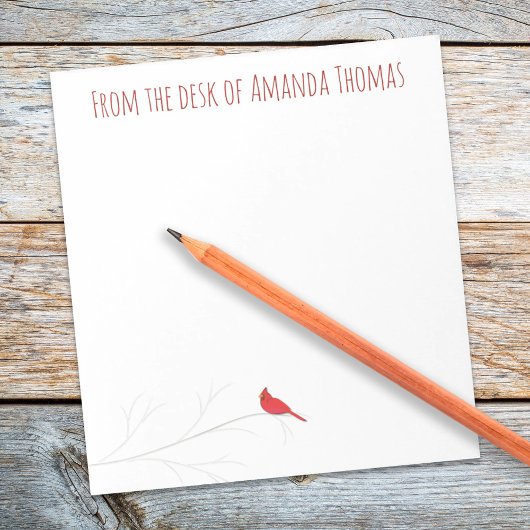 Eenvoudige Rode Kardinaal Winter Elegante Berk Notitieblok