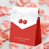 Eenvoudige rode kersen rode en witte bruiloft bedankdoosjes