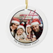 Eenvoudige Rode Kerst Foto Keramisch Ornament (Voorkant)