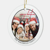 Eenvoudige Rode Kerst Foto Keramisch Ornament (Links)