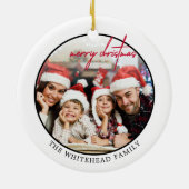 Eenvoudige Rode Kerst Foto Keramisch Ornament (Achterkant)
