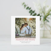 Eenvoudige rode kerst Getrouwd en vrolijke Pas get Feestdagenkaart (Staand voorkant)