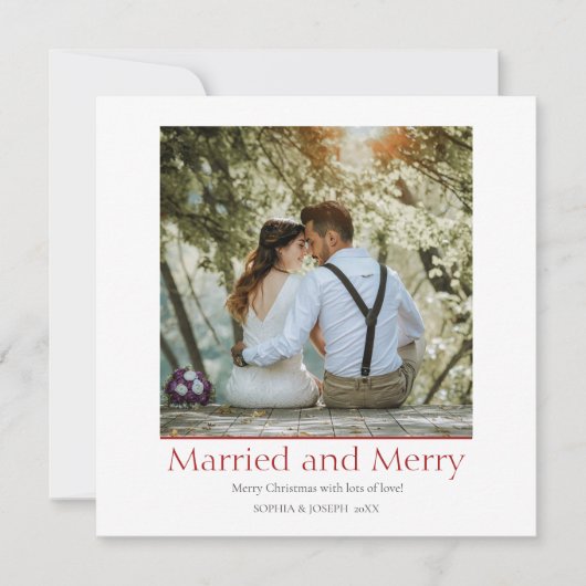 Eenvoudige rode kerst Getrouwd en vrolijke Pas get Feestdagenkaart (Voorkant)